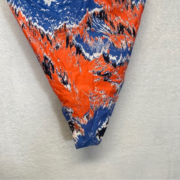 Gymshark Strappy Back One Piece Swimsuit in Orange Blue Print Size M - Picture 3 of 9